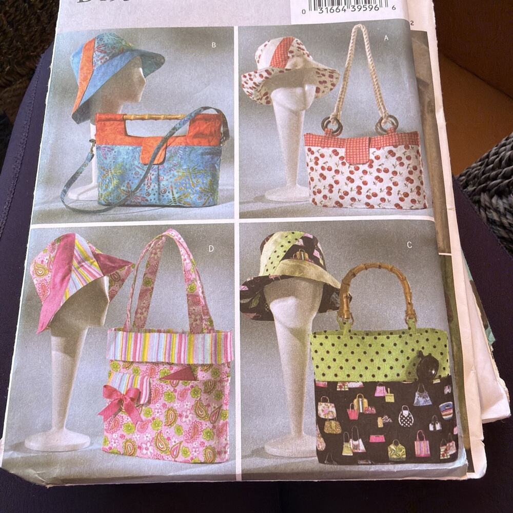 Butterick #4532 HANDBAGS, TOTES, MATCHING HATS Sewing Pattern Uncut 2005 VNTG